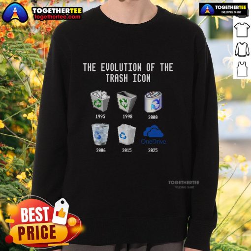 Official The Evolution Of The Trash Icon Sweatshirt featuring a creative trash icon design for eco-conscious fashion.