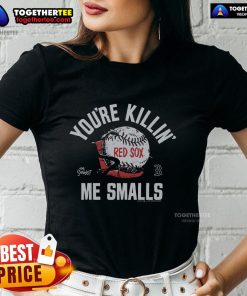 Official The Sandlot X Boston Red Sox You're Killin Me Smalls ladies tee featuring vintage baseball design.