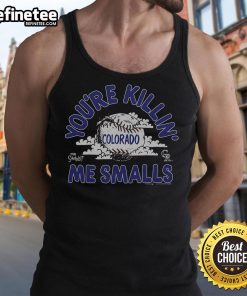 Official The Sandlot X Colorado Rockies 'Youre Killin Me Smalls' tank top featuring iconic movie quote and team logo.