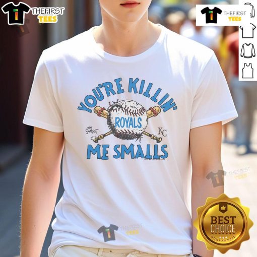 Alt Text: Official The Sandlot X Kansas City Royals You're Killin' Me Smalls T-Shirt featuring vintage baseball graphics.