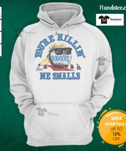 Official Sandlot x Dodgers Youre Killin Me Smalls Hoodie featuring classic design and team colors for fans.