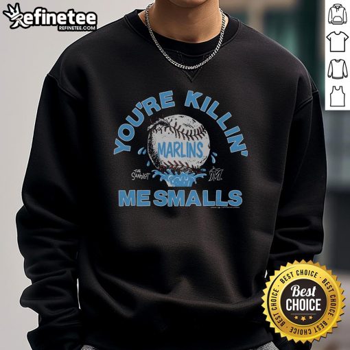 Official The Sandlot X Miami Marlins You're Killin Me Smalls sweatshirt featuring classic baseball design and playful graphics.