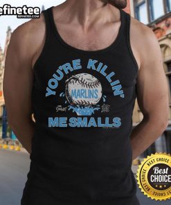 Official The Sandlot x Miami Marlins You're Killin Me Smalls tank top featuring iconic movie graphics and team colors.