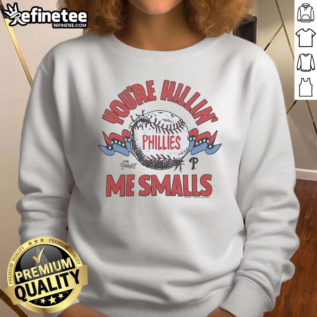 Official The Sandlot X Philadelphia Phillies You're Killin' Me Smalls Sweatshirt Official The Sandlot X Philadelphia Phillies You're Killin' Me Smalls sweatshirt featuring classic film graphics and team logo.