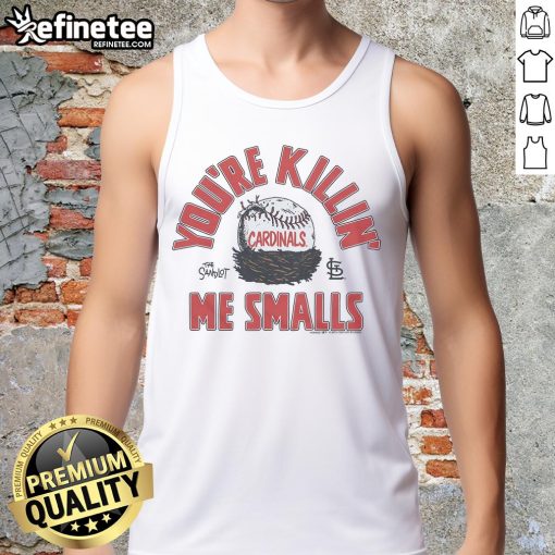 Official The Sandlot X St. Louis Cardinals You're Killin' Me Smalls tank top featuring vintage baseball design.