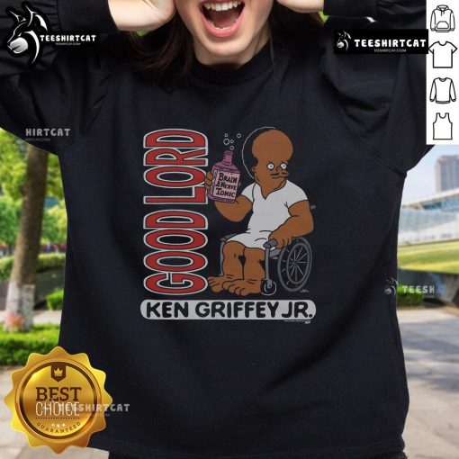 Alt Text: Official The Simpsons Ken Griffey Jr Good Lord Sweatshirt featuring vibrant graphics of Ken Griffey Jr in iconic style.