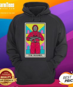 Official Soldier Squid Game Tarot Card Hoodie featuring vibrant graphics and a stylish design, perfect for fans.