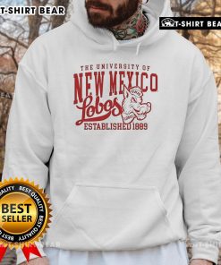 Official University of New Mexico Lobos 1889 Hoodie in red and gray, showcasing school pride and athletic spirit.