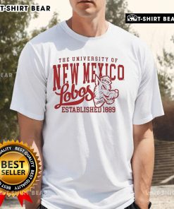 Alt Text: Official The University of New Mexico Lobos 1889 T-Shirt featuring bold team logo and vibrant colors for fans.
