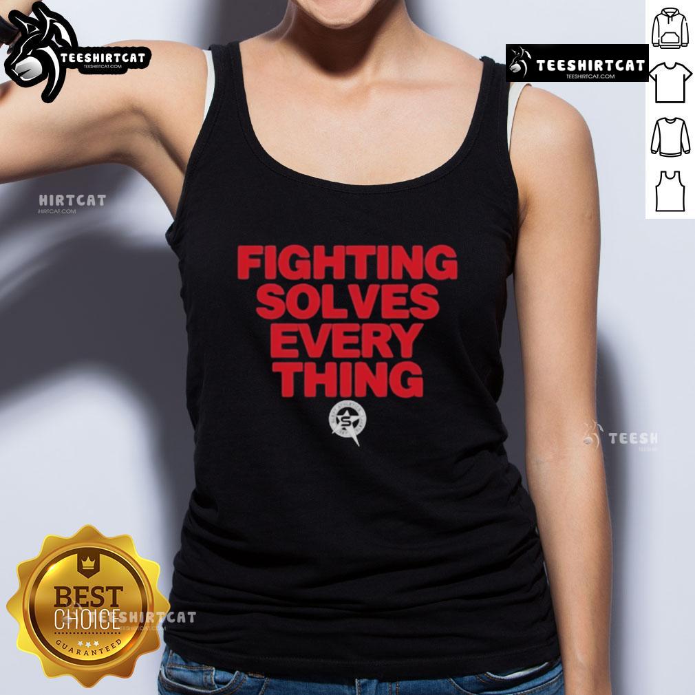 Official Tim Sylvia Fighting Solves Everything Tank Top Official Tim Sylvia Fighting Solves Everything tank top featuring bold graphics and a comfortable fit for MMA fans.