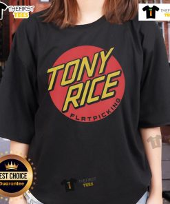 Official Tony Rice Flatpicking Ladies Tee featuring a stylish design for bluegrass music enthusiasts.
