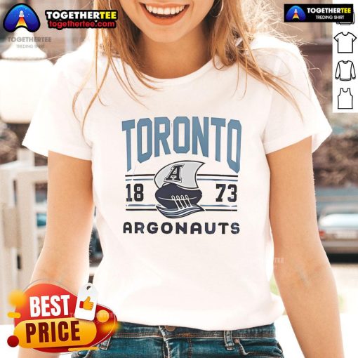 Official Toronto Argonauts 1873 logo on a ladies tee, showcasing team pride and vintage sports style.