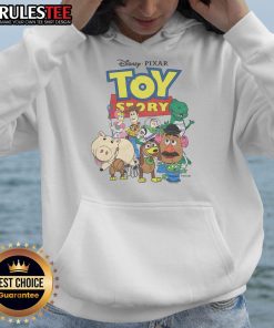 Official Toy Story characters hoodie featuring Woody, Buzz Lightyear, and friends in vibrant colors and playful design.
