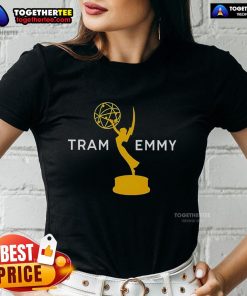 Alt Text: Official Tramell Tillman wearing Tram Emmy Ladies Tee, showcasing stylish design and promoting the brand's fashion line.