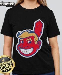 Official Trump Chief Wahoo tee for ladies, featuring 'Make Indians Great Again' slogan. Perfect for baseball fans.