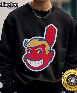 Alt Text: Official Trump Chief Wahoo Make Indians Great Again sweatshirt featuring bold graphics and vibrant colors.