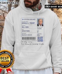 Official Trump Epstein Airlines hoodie featuring a playful design, perfect for fans of political satire and humor.