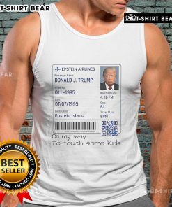 Official Trump Epstein Airlines tank top featuring controversial slogan, highlighting political satire and social commentary.