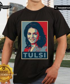 Official Tulsi Gabbard Portrait Hope T-Shirt featuring a vibrant design of Tulsi Gabbard's image and campaign slogan.