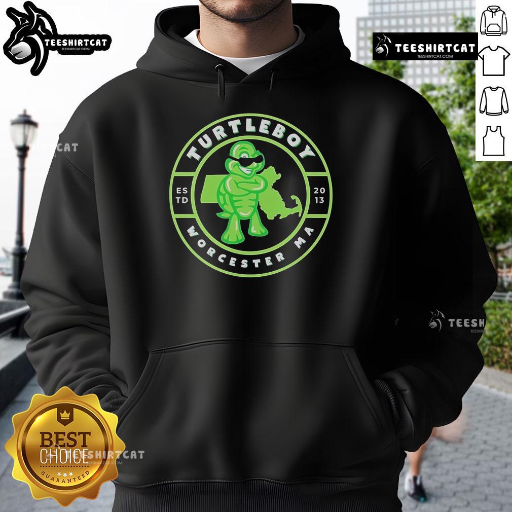 Official Turtleboy 2013 Worcester Estd 2013 Hoodie Alt Text: Official Turtleboy 2013 Worcester hoodie featuring ESTD 2013 design, perfect for fans of Worcester apparel.
