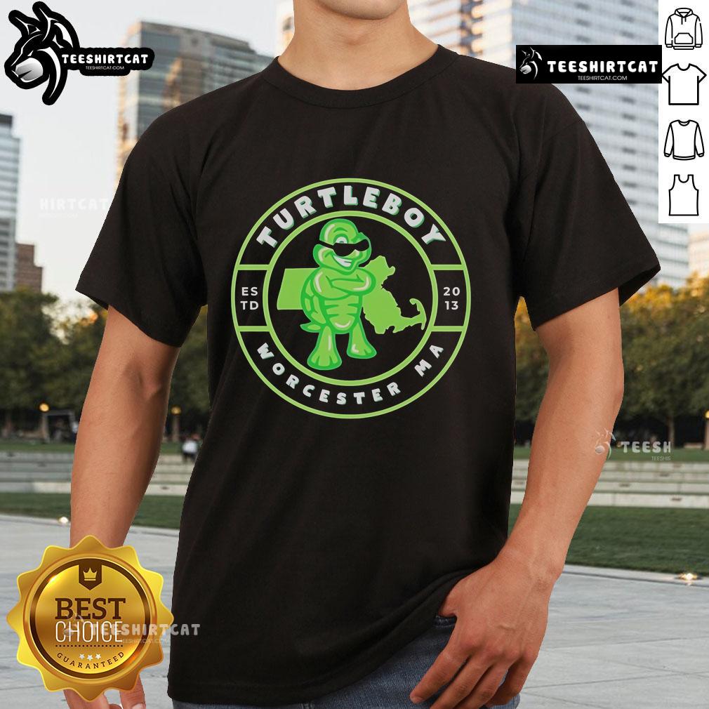 Official Turtleboy 2013 Worcester Estd 2013 T Shirt Alt Text: Official Turtleboy 2013 Worcester T-Shirt, established 2013, showcasing a vibrant design and local pride.