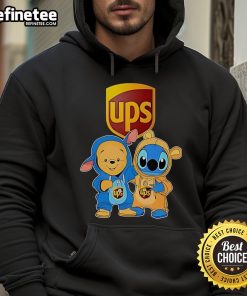 Official UPS Pooh and Stitch Friends Hoodie featuring colorful designs of beloved characters for cozy, stylish wear.