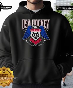 Official USA Hockey logo hoodie featuring a bold design, perfect for fans and players supporting Team USA.
