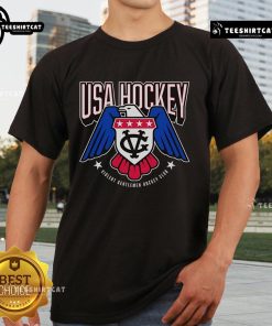 Official USA Hockey logo T-shirt featuring a bold design, perfect for fans showcasing their support for USA Hockey.