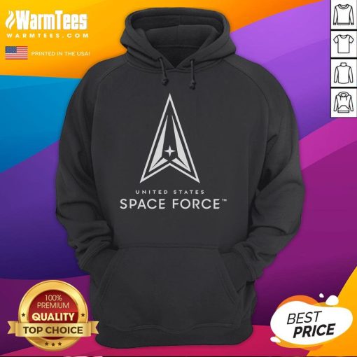Alt Text: Official USSF United States Space Force Always Above hoodie featuring logo and stylish design in navy blue.