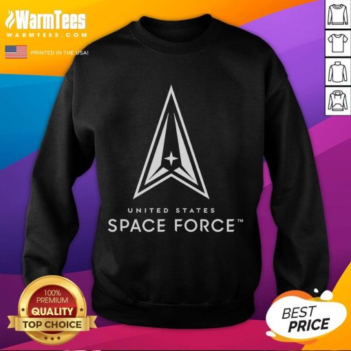 Alt Text: Official USSF United States Space Force 'Always Above' sweatshirt featuring logo and stylish design for space enthusiasts.
