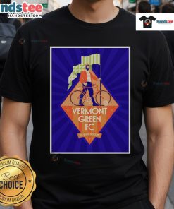 Official Vermont Green FC vs Black Rock FC July 5, 2025 poster on a T-shirt at Virtue Field, showcasing vibrant team designs.