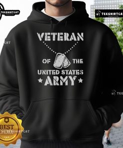 Official Veteran of the United States Army Hoodie displayed in a stylish setting, showcasing patriotic design and quality fabric.