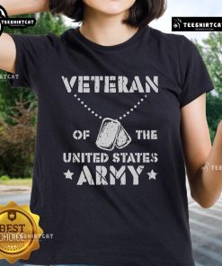 Official Veteran of the United States Army ladies tee featuring patriotic design and comfortable fit for women.