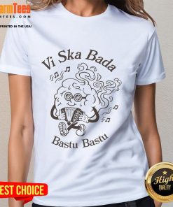 Alt Text: Official Vi Ska Bada Bastu Ladies Tee featuring stylish design and comfortable fit for women.