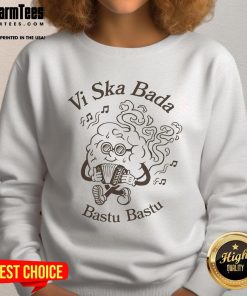 Alt Text: Official Vi Ska Bada Bastu sweatshirt featuring a unique design, perfect for cozy moments and sauna enthusiasts.