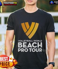 Official Volleyball World Beach Pro Tour T-Shirt featuring vibrant graphics and a comfortable fit for beach sports enthusiasts.