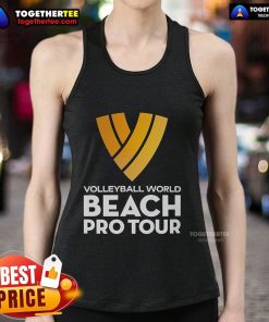 Official Volleyball World Beach Pro Tour tank top featuring vibrant designs, perfect for beach volleyball enthusiasts.