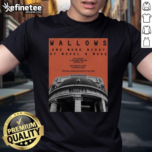 Alt Text: Official Wallows poster and T-shirt for August 20, 2025 concert at O2 Academy Brixton, London, UK.