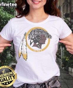 Alt Text: Official Washington Commanders Redskins On The X mascot ladies tee featuring team colors and logo for womens fans.