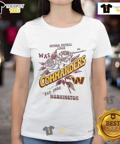Official Washington Commanders ladies tee, featuring team logo and established date 1932, perfect for NFL fans.