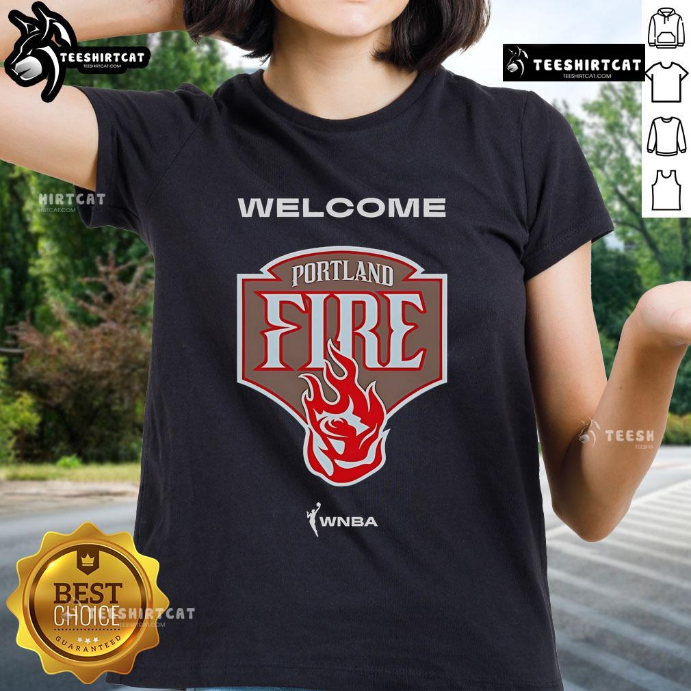 Official Welcome The Portland Fire Wnba Ladies Tee Official welcome tee for the Portland Fire WNBA team, featuring vibrant graphics and a stylish design for fans.