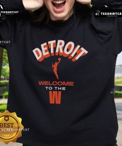 Alt Text: Official Welcome to the WNBA Detroit sweatshirt featuring team colors and logo, perfect for fans and supporters.