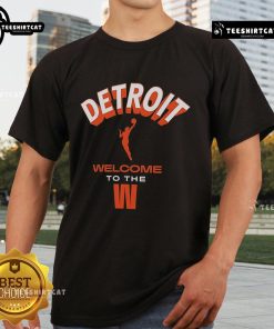 Official Welcome To The WNBA Detroit T-Shirt featuring team colors and logo, perfect for fans and supporters.
