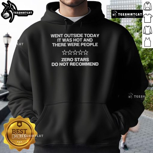 Official hoodie worn outside on a hot day with people in the background enjoying the sunny weather.