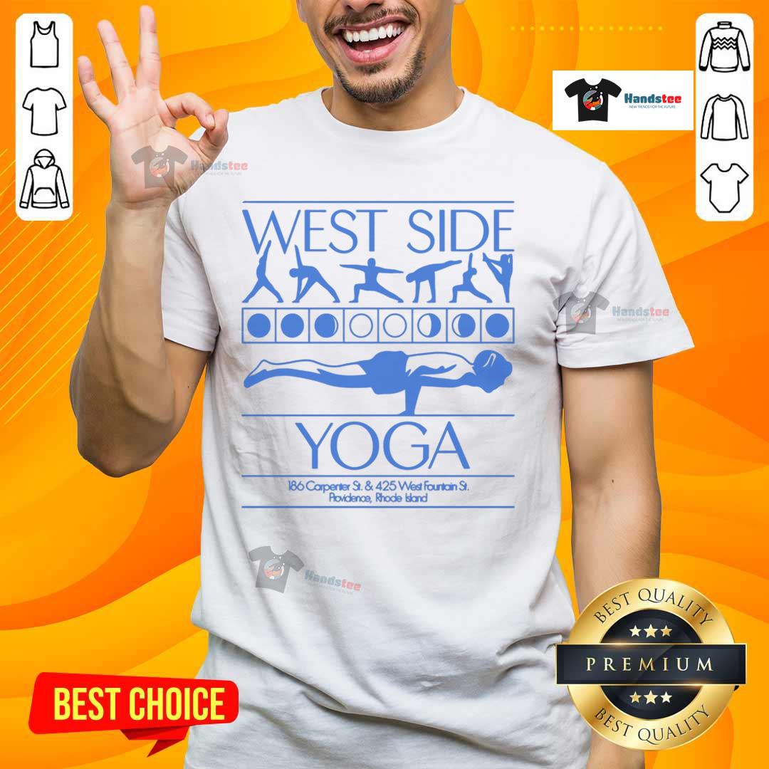 Official West Side Yoga 186 Carpenter St & 425 West Fountain St Providence Rhode Island T-Shirt Official West Side Yoga T-Shirt featuring 186 Carpenter St & 425 West Fountain St, Providence, Rhode Island design.