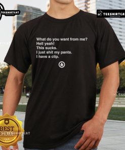 Alt Text: Official What Do You Want From Me T-Shirt featuring bold text design on a stylish, casual black tee.