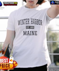 Alt Text: Official Winter Harbor Maine Established In 1895 T-Shirt showcasing a vintage design celebrating the town's history.