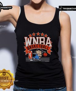 Alt Text: Official WNBA basketball Lucy Van Pelt tank top featuring vibrant design and sporty style for fans and players.