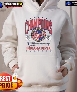 2025 WNBA Commissioner's Cup Champion Indiana Fever hoodie featuring team logo and vibrant colors.