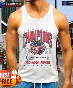 2025 WNBA Commissioner's Cup Champion Indiana Fever tank top showcasing team logo and vibrant colors.